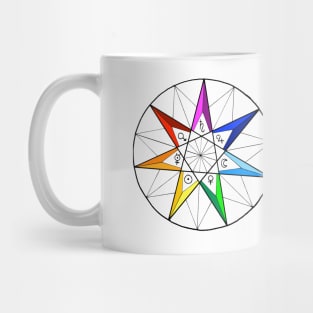 Seven Pointed Star with Classical Planets and Chakra Colors Mug